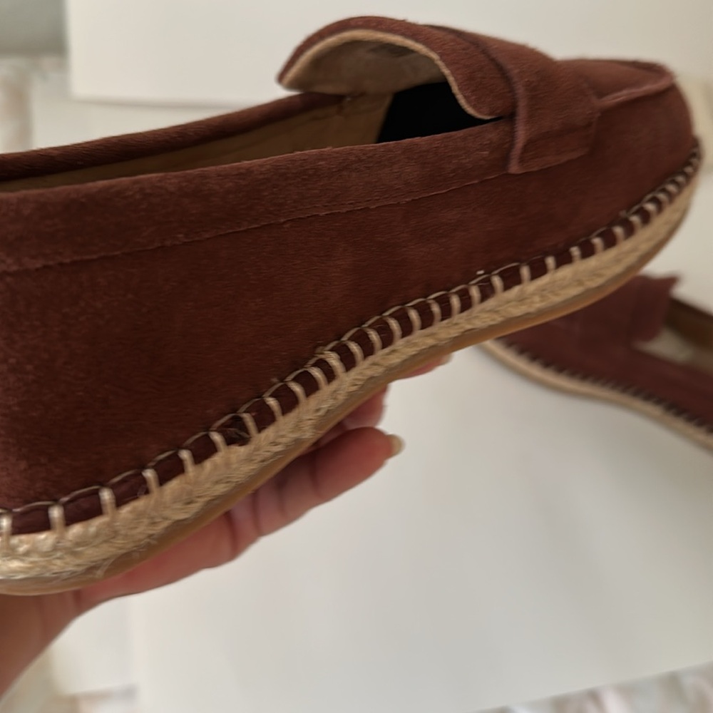 Zara Leather Moccasin Espadrilles  Chestnut Men’s Shoes - Picture 14 of 17